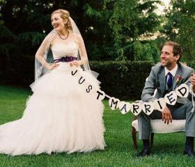 Heart JUST MARRIED Wedding Banner Photo Booth Props Photobooth Bridal Wedding Party Decoration
