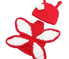 Newborn Baby Girl Toddler Butterfly Cocoon Costume Photo Photography Props Crochet Beanie