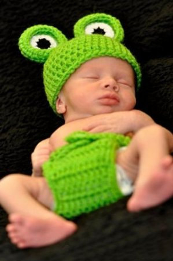 Baby Infant Boy Crochet Frog Hat And Diaper Cover Set ...